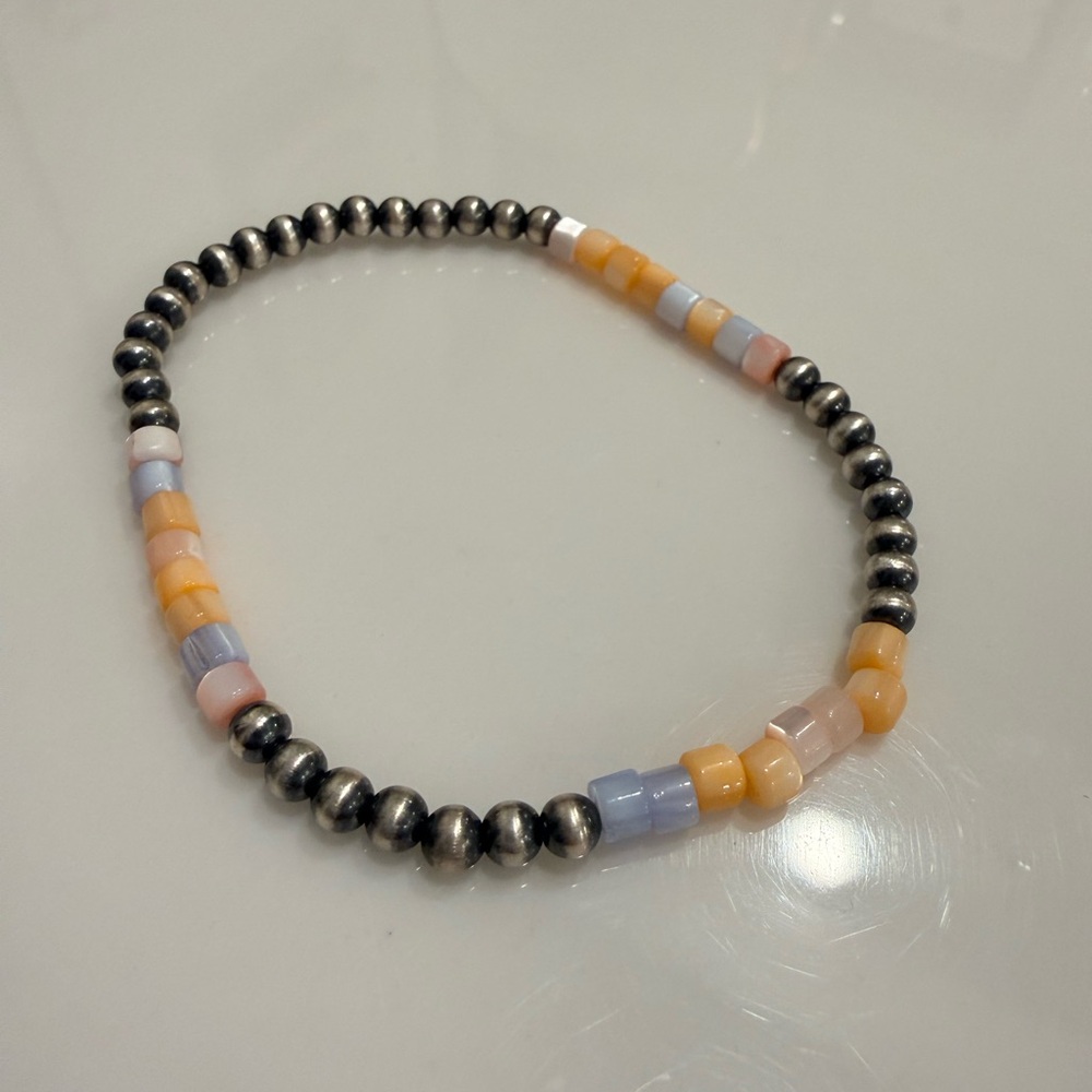 Sterling Silver and Pastel Beaded Bracelet